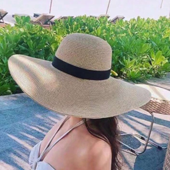 Boho Beige Wide Brim Sun Hat